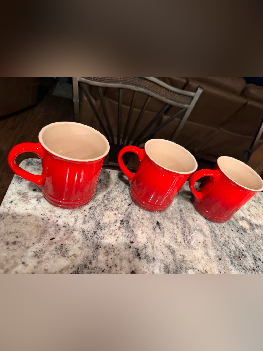 3pc Red Ceramic Coffee Mug - Set of 3 4” tall
3 1/2” wide no chips or cracks